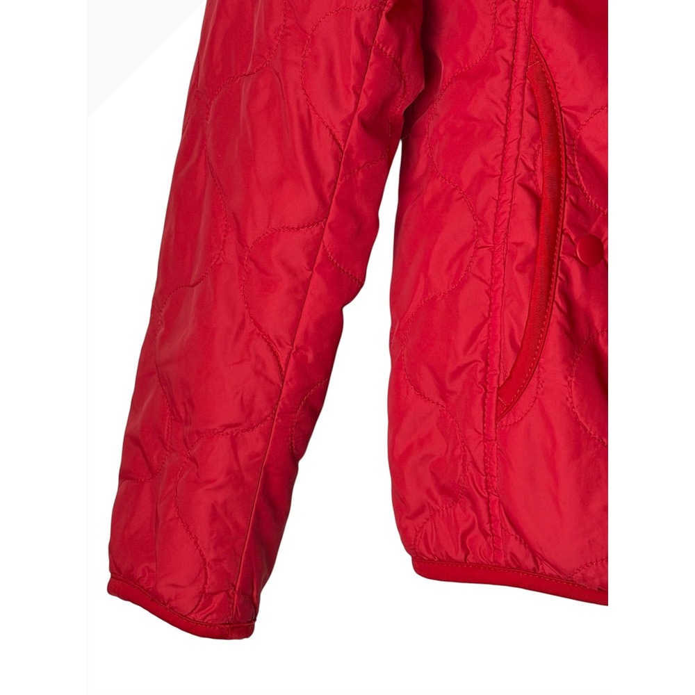 Uniqlo Quilted Puffer Jacket Women Small Red Fleece Lined Hooded Gorpcore - Picture 5 of 11